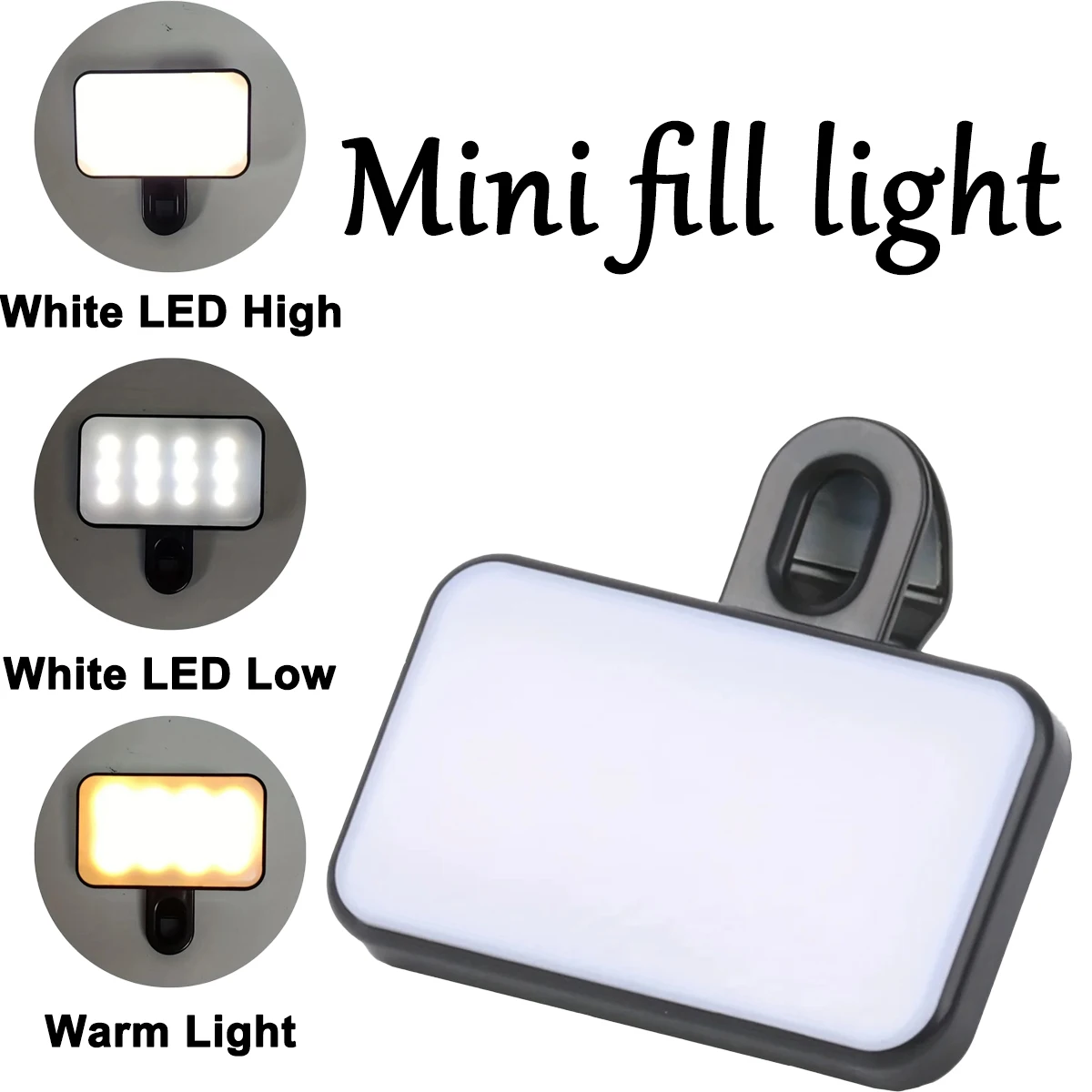 Mini Selfie Video Conference Fill Light Portable 3 Modes Rechargeable Adjustable Brightness For Mobile Phone Computer Fill Light