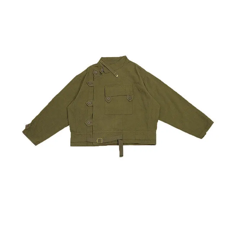 Kid Kpop Hip Hop Clothing Army Green Strap Cargo Jacket Top Black Mock Neck T Shirt for Girl Boy Street Dance Costumes Clothes view 6