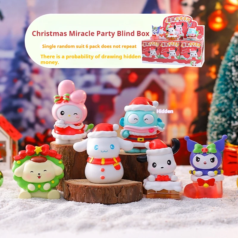 Neue Sanrio Weihnachten Party Blind Box Weihnachten Umgebende Puppen Schlafzimmer Desktop