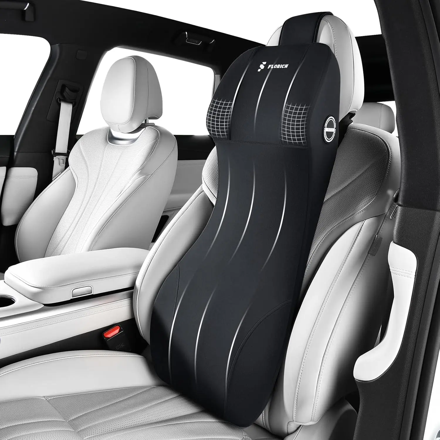 

Car Driving: Memory Foam Lumbar & Headrest Pillow, Black, for Neck & Back Pain Relief