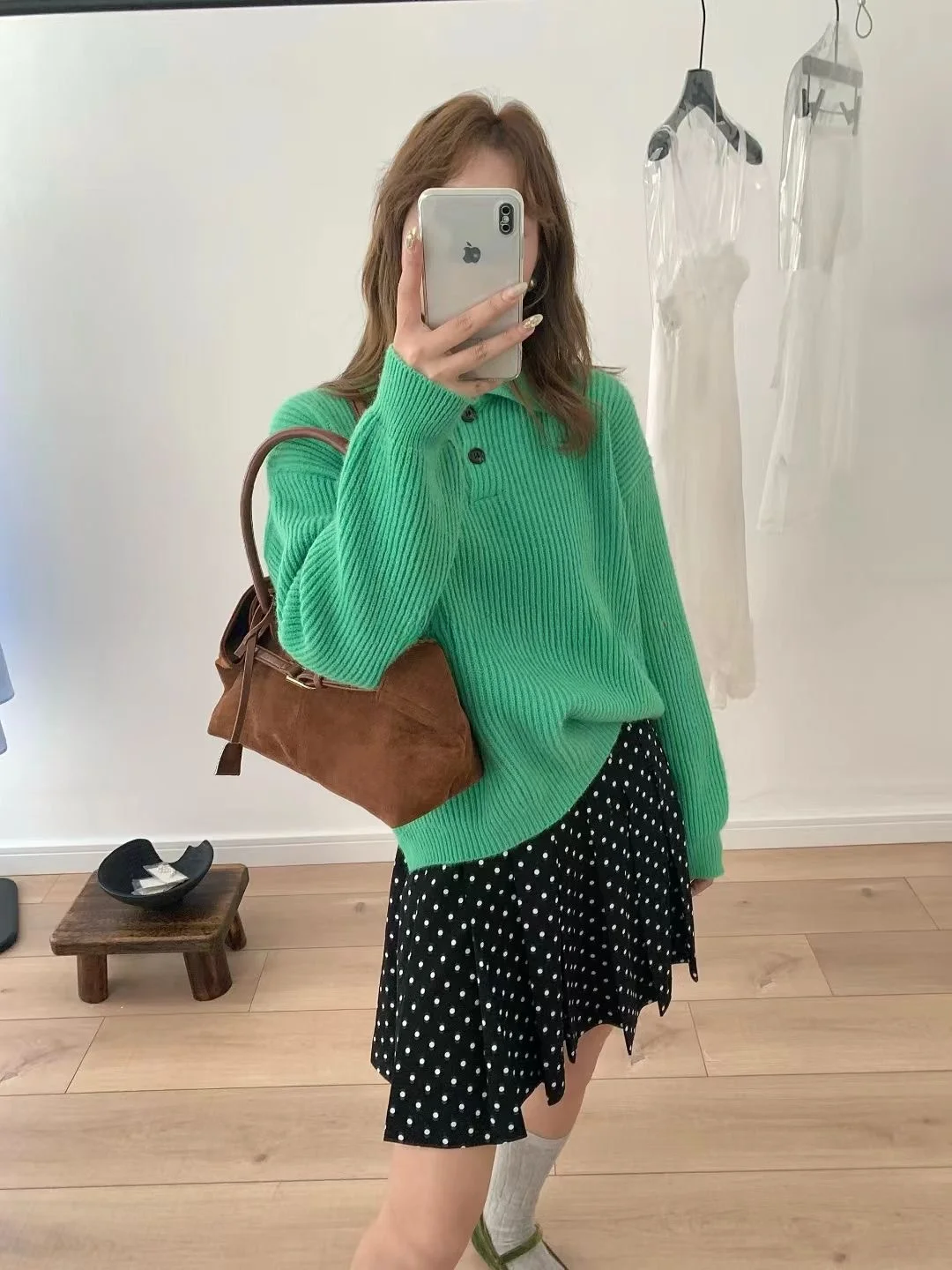 Korean Sle  Collar f Open Knitted Sweater Women Loose Fit Textured Thiened Autumn New Arrival Soft Long Sve Top