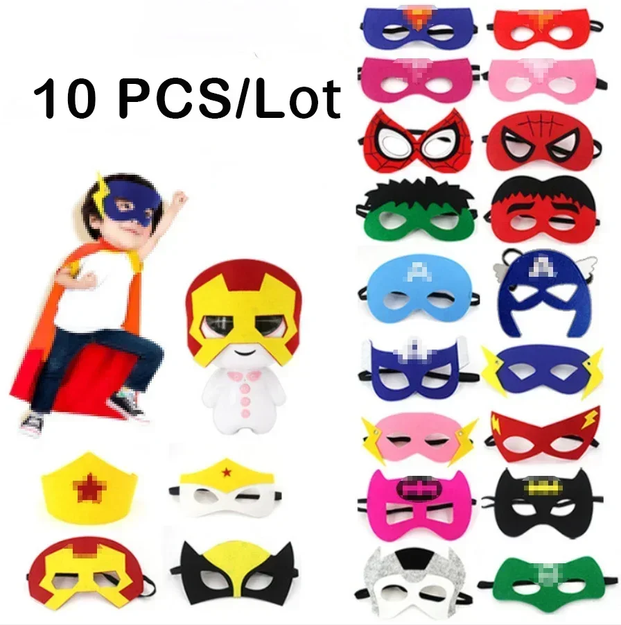 32/28/10 Pcs/Lot Superhero Mask Cosplay Christmas Halloween Kids Adult Carnival Party Props Children\'s Birthday Felt  Masquerade