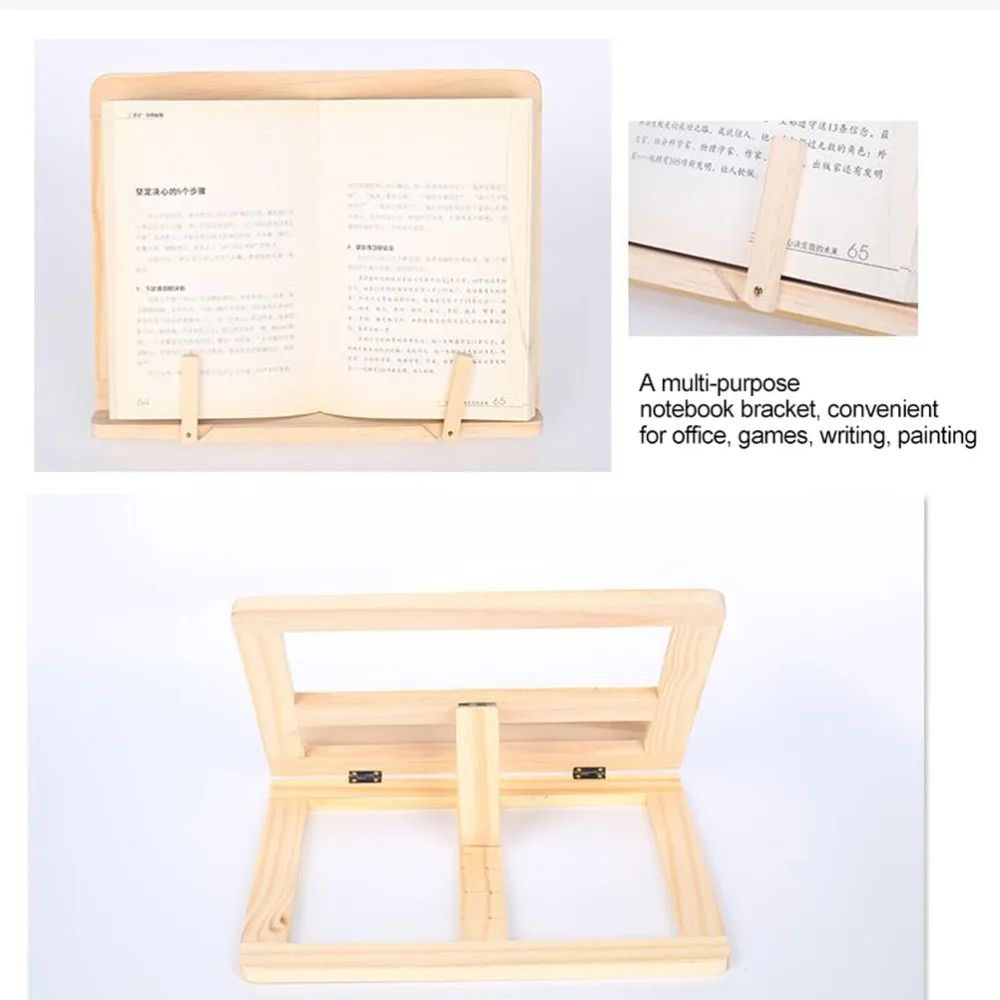 Creative Wooden Book Stand Foldable Multiangle Book Holder Adjustment Cooling Calligraphy Copying Stand Reading
