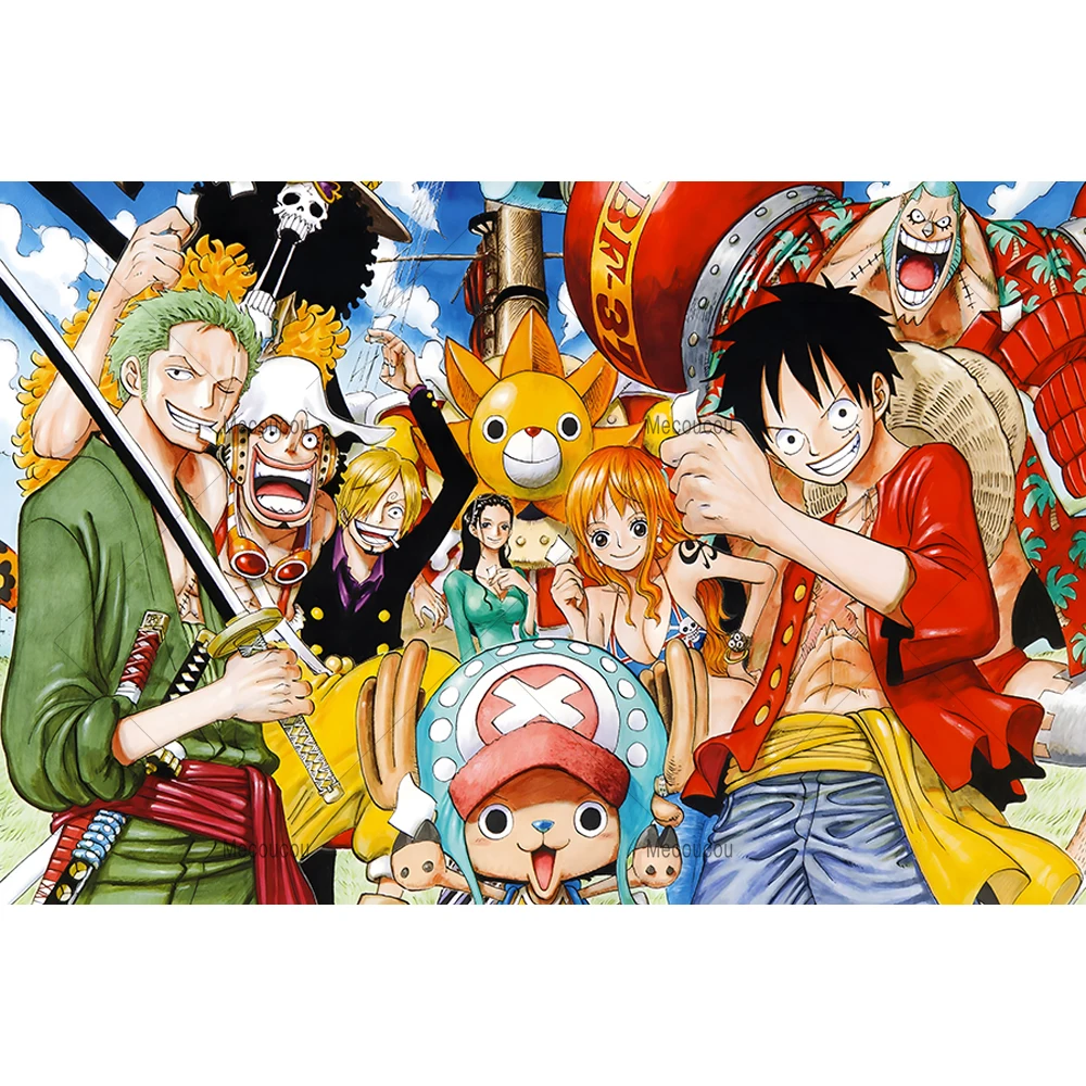 Tło fotograficzne Luffy One Piece z motywem anime, statkiem pirackim i Zoro, personalizowane, dekoracja na przyjęcie urodzinowe dla chłopca, baner, rekwizyt fotograficzny. — zdjęcie produktu 4