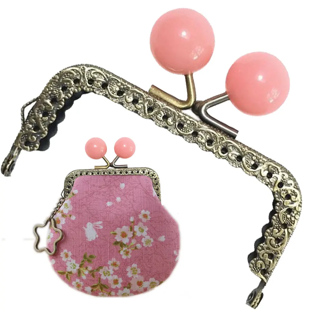 

10 шт., 8,5 см, большие бусины, античная бронза, квадратная металлическая рамка для кошелька, ручка для клатча, аксессуары для сумочки, застежка-поцелуй, замок