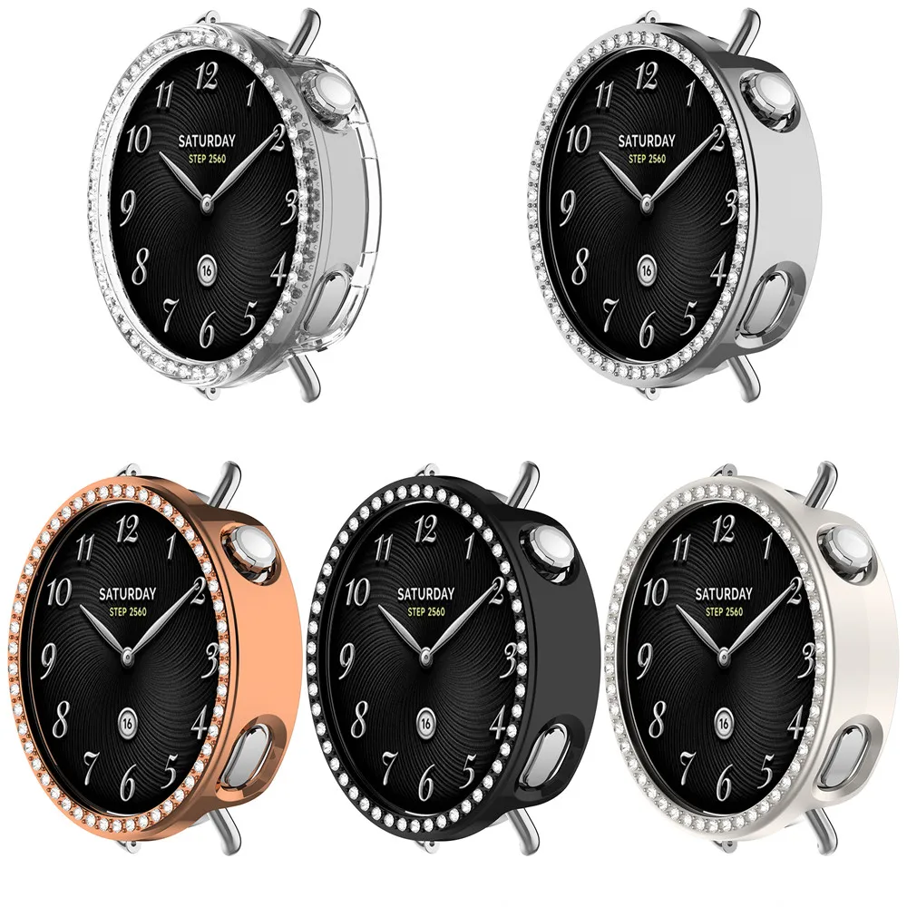 Beschermhoes voor Xiaomi Watch S4 41 mm uitgeholde diamanten beschermhoes met enkele rij