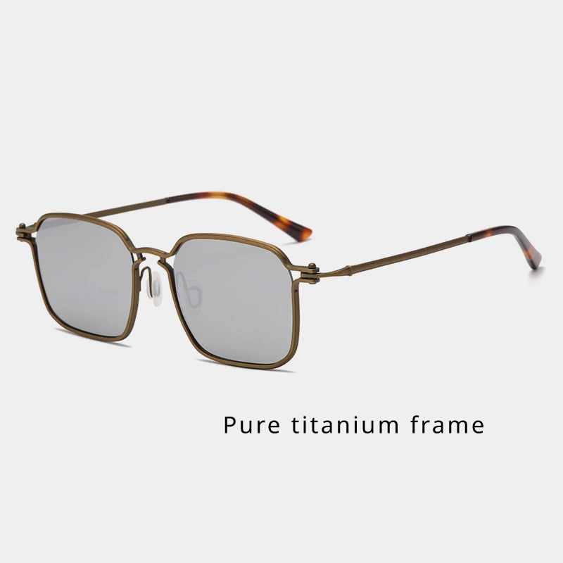 New Pure Titanium Sunglasses Square UV Resistant Fashionable and Trendy Polarized Sunglasses for Men Glasses Women Outdoors