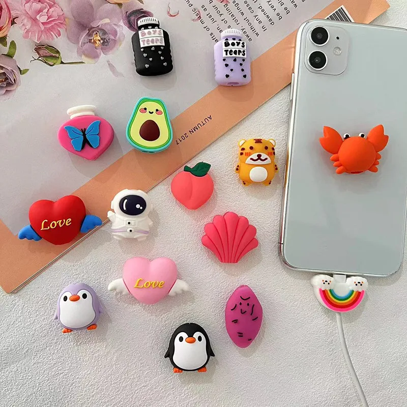 Cute Penguin Cable Protector Cartoon Charger Protector Cable Winder Organizer Data Line Cord Protective Cover For iPhone