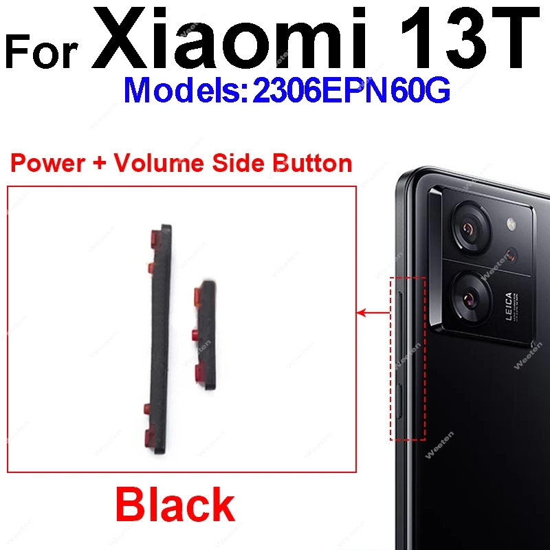 On OFF Power Volume Side Button For Xiaomi 13 13T Pro Power Volume Up Down Side Key Switch Replacement Repair Parts