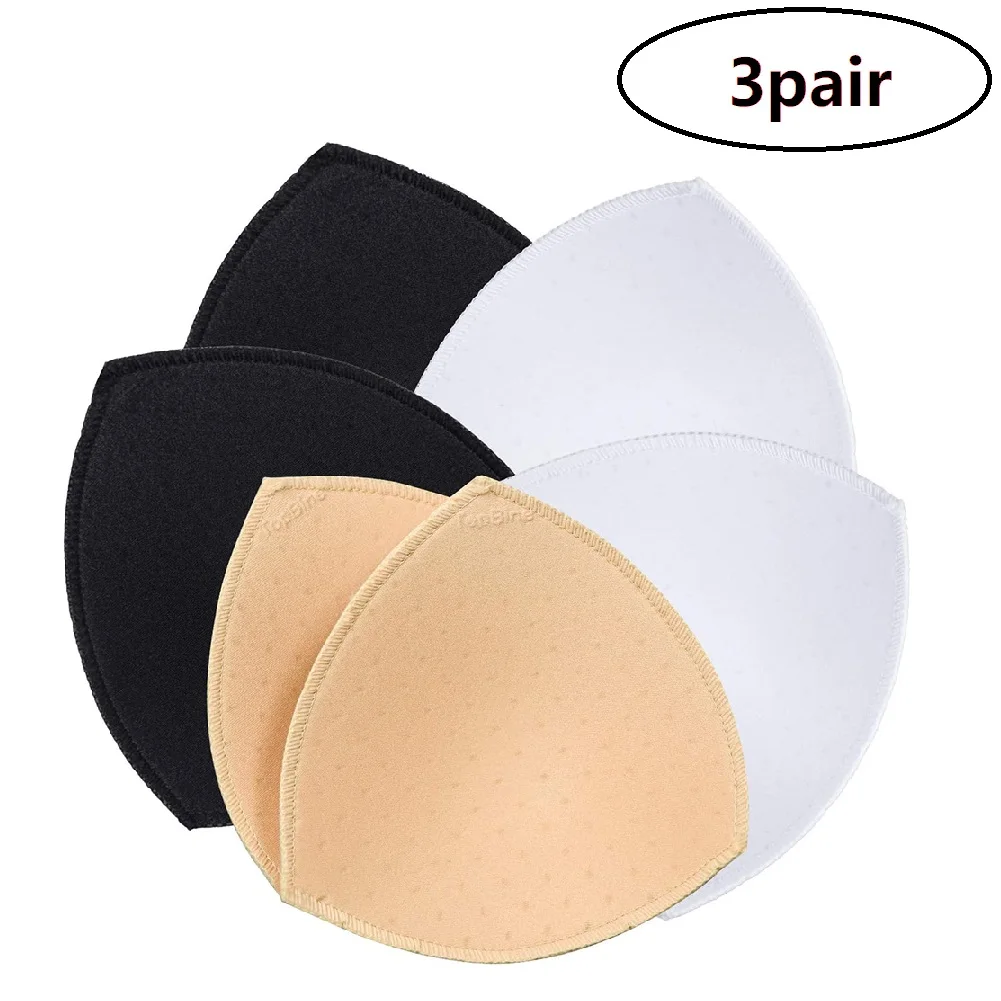 3 Pairs Women\'s Removable Cups Bra Pads Inserts Triangles Bra Pads Underwear Bikini Invisibles Replacement Pads for Tank Tops