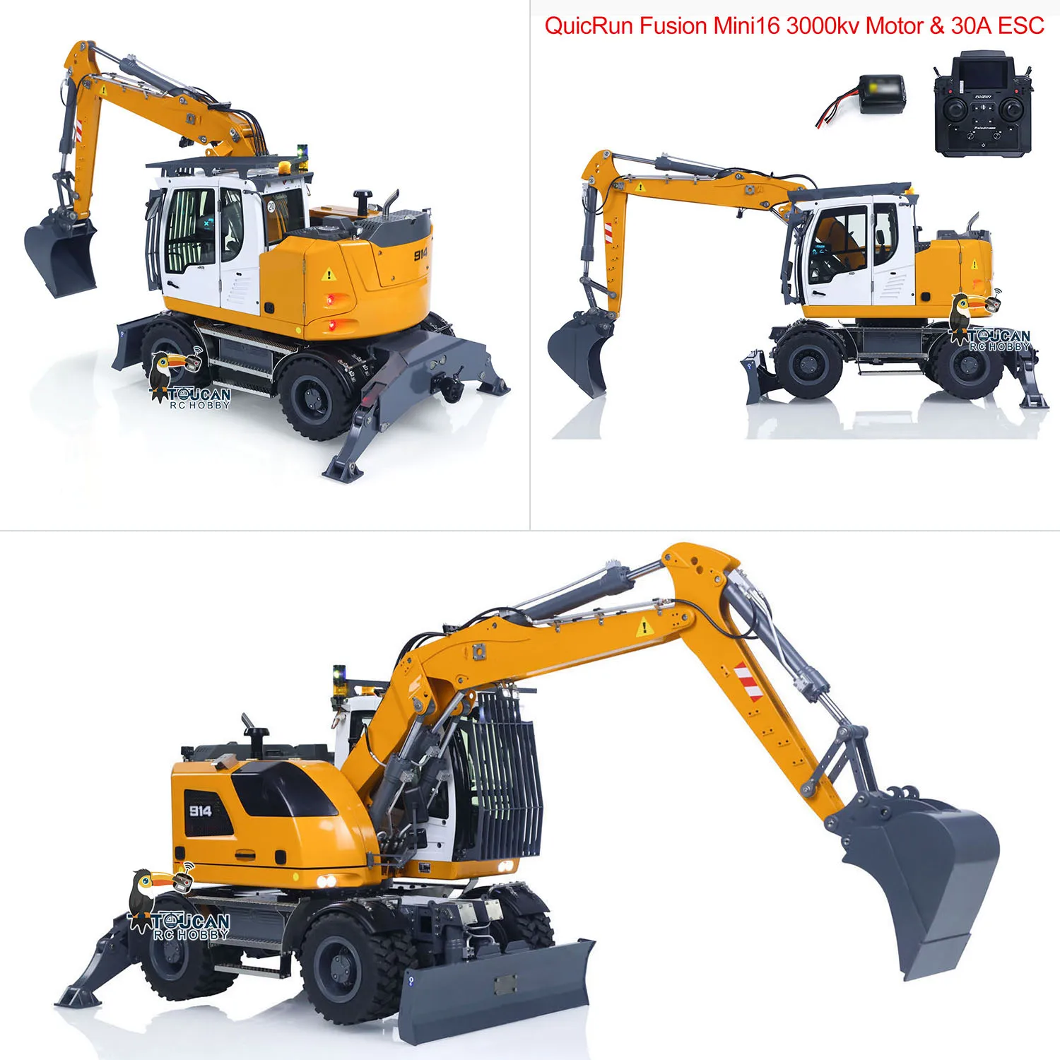 RTR 1/14 RC Hydrauliczna Koparka LR914 8CH Zawory 4x4 Koparka na Kołach Blokada Mechanizmu Różnicowego Silnik Bezszczotkowy Hobbywing ESC System Dźwiękowy