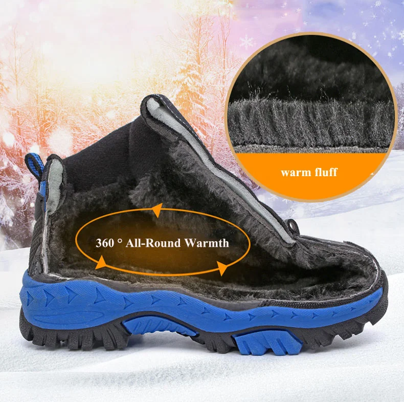 Boys Casual Shoes Winter Warm Children Sneakers High-top Anti-Slip Kids Trainers Waterproof Sport Footwear Fashion Autumn Rubber