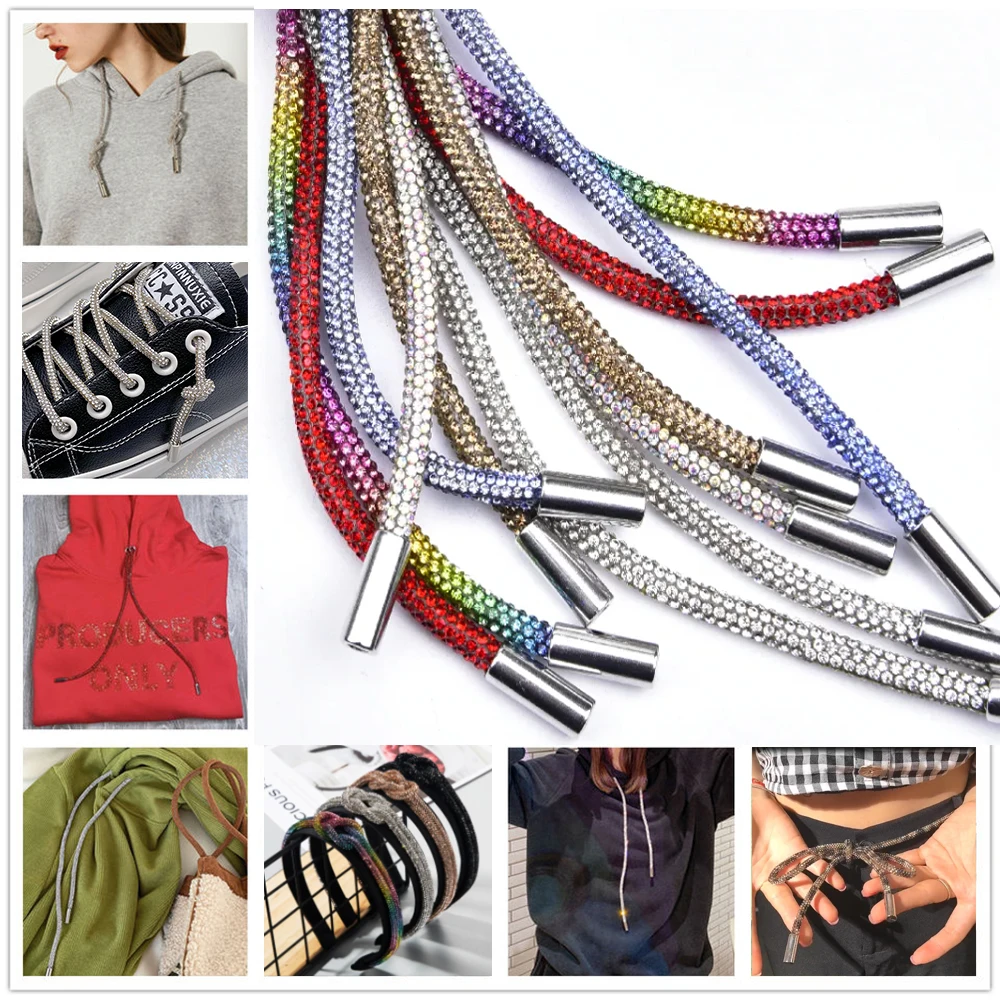 1Pc Trendy Luxury Colorful 120cm Long 6mm Wide Bling Diamond Rhinestone Shoelace DIY Drawstring Sneakers Laces Accessories