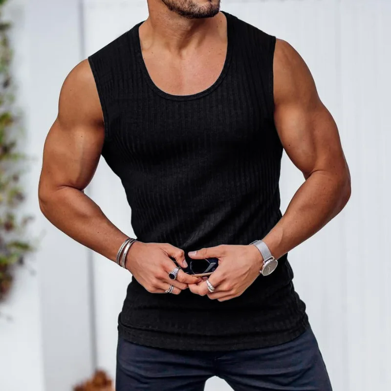 

Men's Sports Vest Knitted Thread Running Basketball Strong Muscles Gym Sports Leisure Slimming Men's Fitness Vest