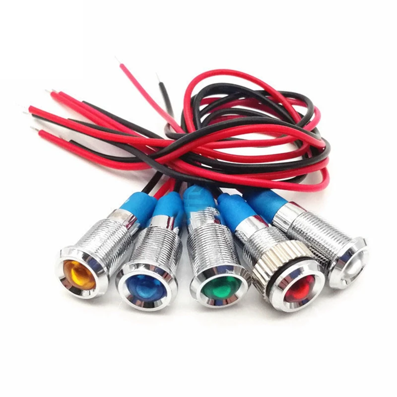 HFES 20Pcs 6Mm Metal LED Warning Indicator Light Signal Lamp Pilot Onboard Display Lights With Wire 3V
