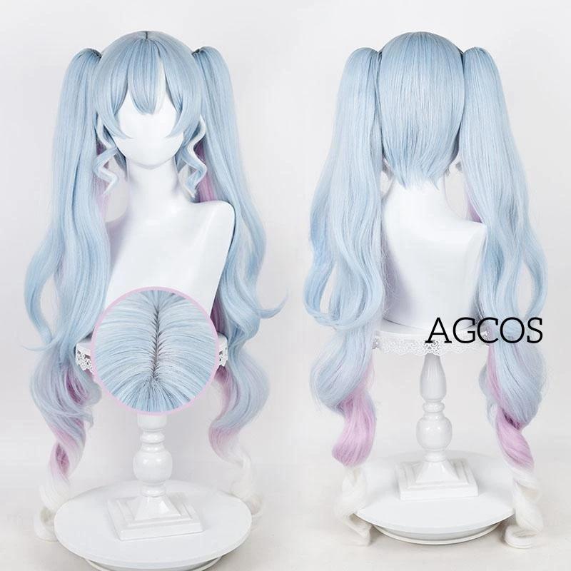 AGCOS 2023 Snow MIKU Cosplay Wig Anime Girl Miku COS Hair Wigs