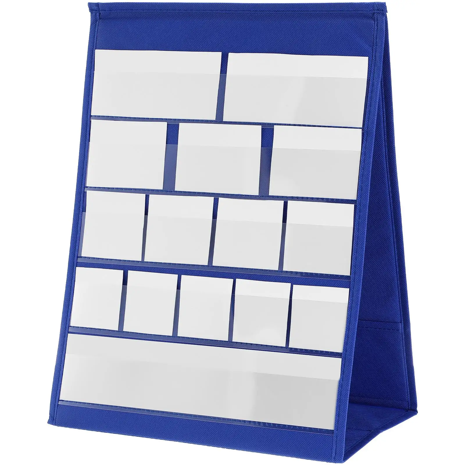 

Teaching Display with 20 White Tabletop Pocket Cards Pocket Chart for Classroom Office Foldable Schedule Chart Holder