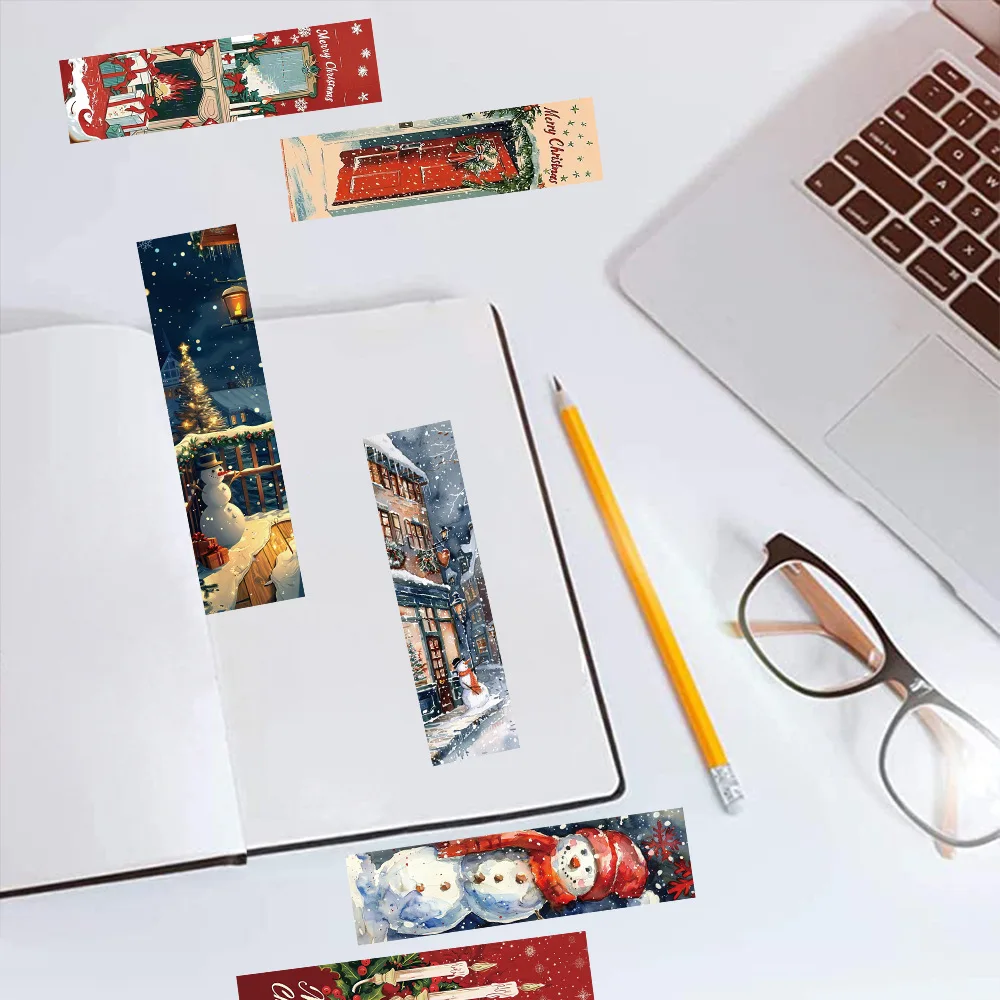 30 قطعة بطاقات مرجعية لعيد الميلاد زينة موضوع العطلة مع أعلام لاصقة لمحبي الكتب ملحقات القراءة هدية ومستلزمات احتفالية