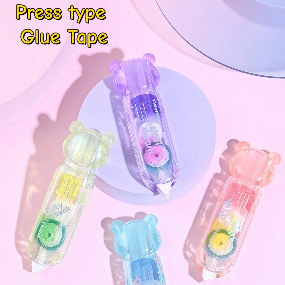 1/4pcs Mini Portable Soul Color Press Type Glue Tape Transparent Gradient Design 5mm*6m Pen Shape for DIY A3253