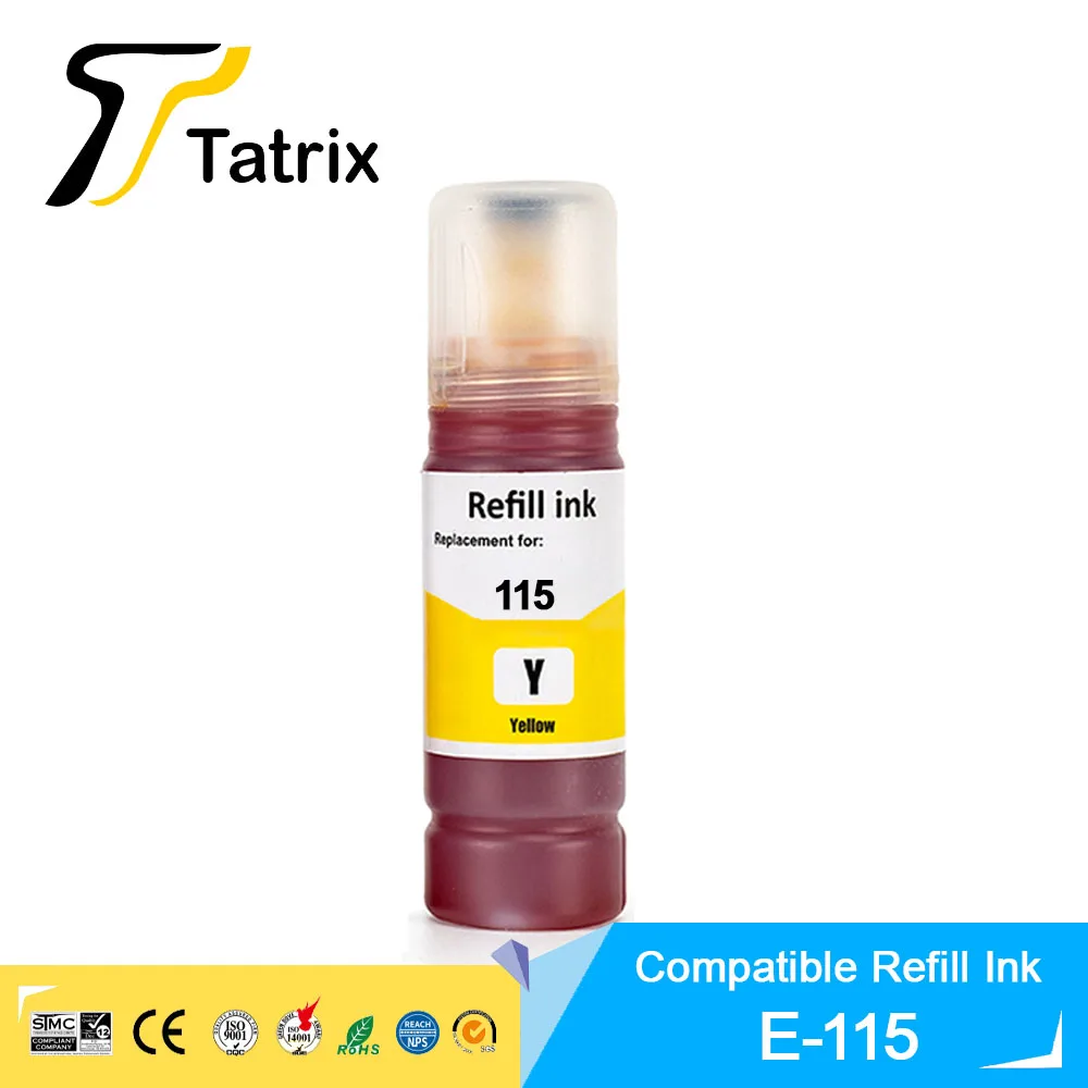 Tatrix 115 T07J Compatible Color Water Based Bottle Refill Bulk Ink T115 115 printing ink for Epson EcoTank L8160/L8180 Printer