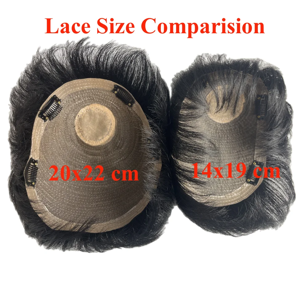 Short Human Hair Toupee with PU Around Hair Men\'s Wig Replacement System Prosthetic Hair Wig Male Pieces For Men Baldness