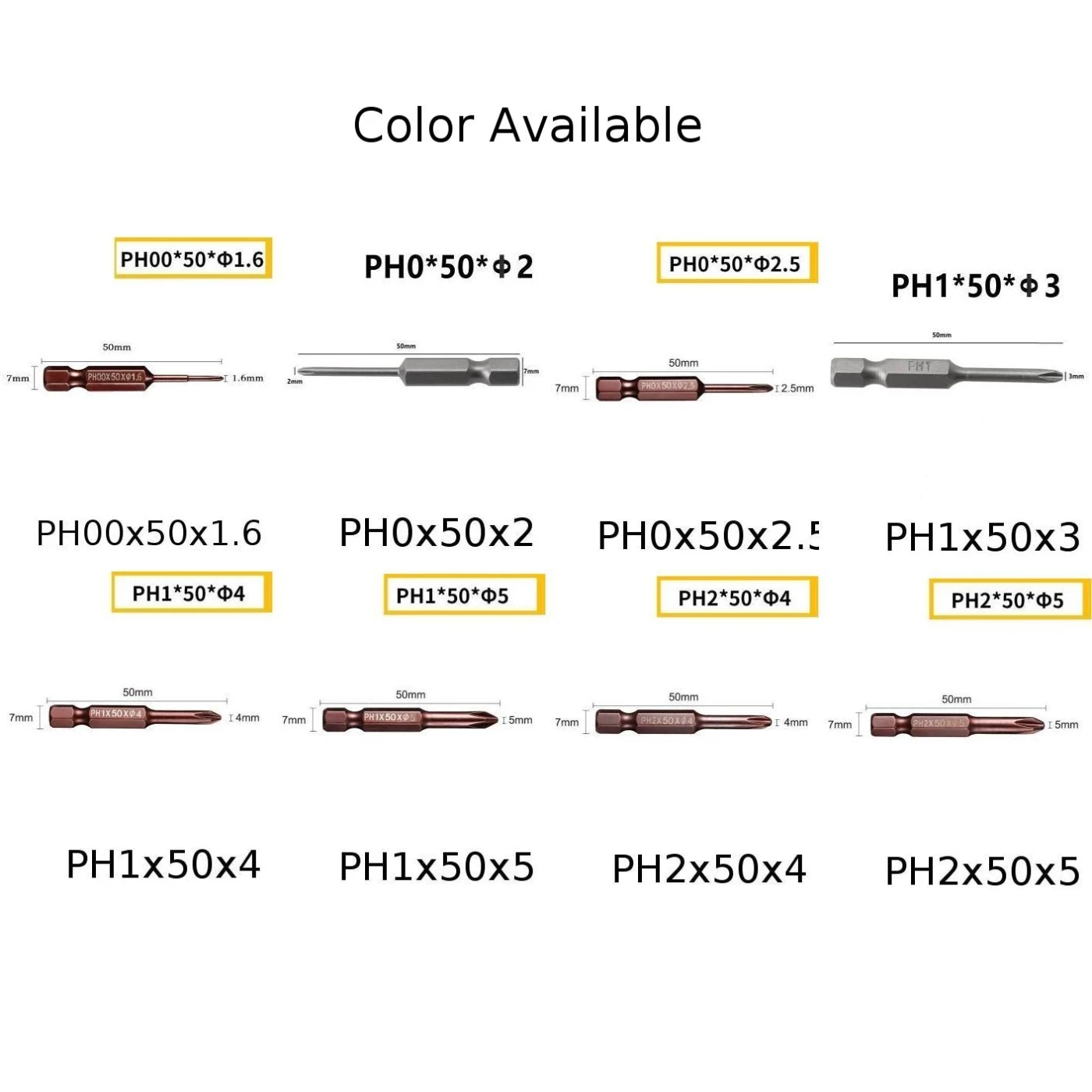 Destornillador para casa de jardín, destornilladores de tuerca 1,6/2,0/2,5/3,0/4,0/5,0mm, 50mm de longitud, caja de almacenamiento magnética dorada de acero de aleación, mango para el hogar