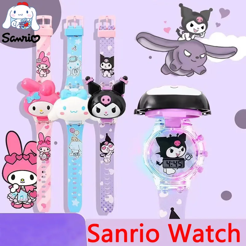 

Kawaii Sanrio Watch Cinnamoroll Wrist Watch Kuromi Clock My Melody Watchband Anime Figures Accessories Girl Gift Kid Student Toy