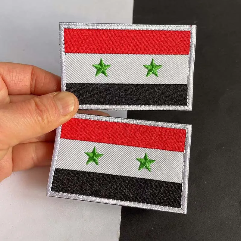 2CPS Syrische Embleme Syrische Flaggen-Stoffapplikationen Stickerei-Hookandoop-Aufnäher Militäraufkleber Taktische Abzeichen für Kleidung – Detail 6
