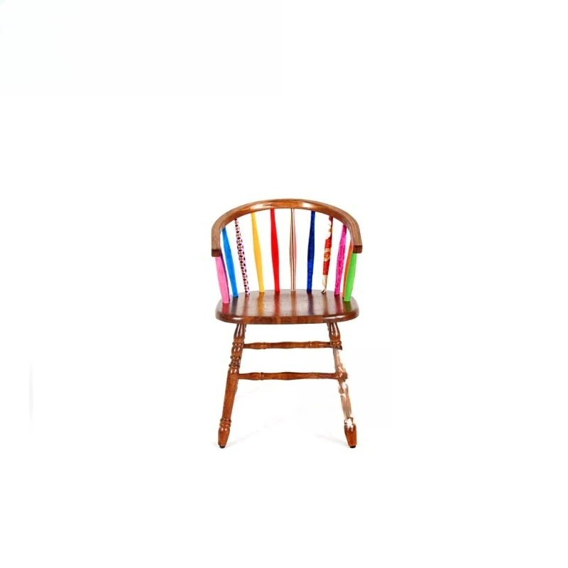 كرسي طعام من الخشب الصلب غير رسمي في الريف الأمريكي، كرسي دراسة، كرسي قراءة للشرفة، كرسي مقهى وندسور #1