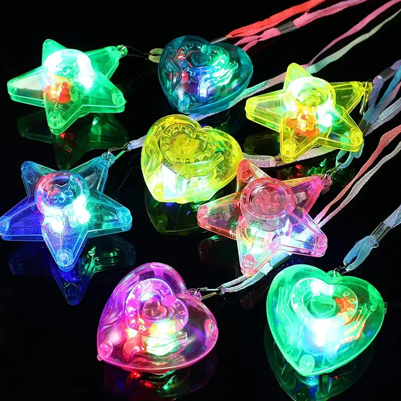 

10/20/30/40/50 PCS Led Heart Shaped Necklaces Flashing Pendant Necklace Birthday Gift Party Glowing Necklace