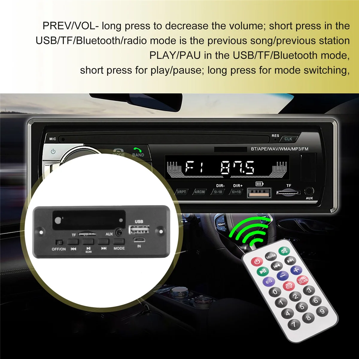 2X25W 50W Amplifier MP3 Player Decoder Board 5V-12V Bluetooth 5.0 Car FM Radio Module Support TF USB AUX Player Decoder