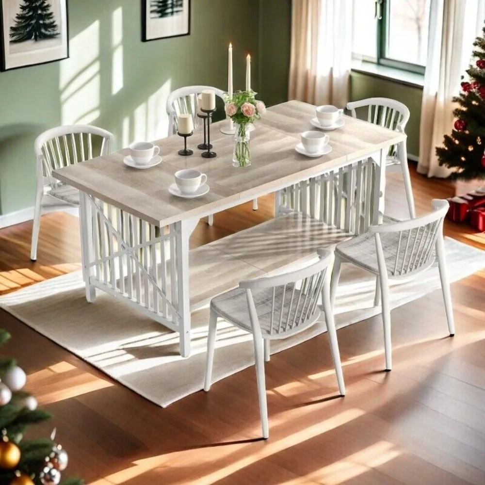 70.8'' Kitchen Dining Room Table for 4-8 People Farmhouse Dinette Table