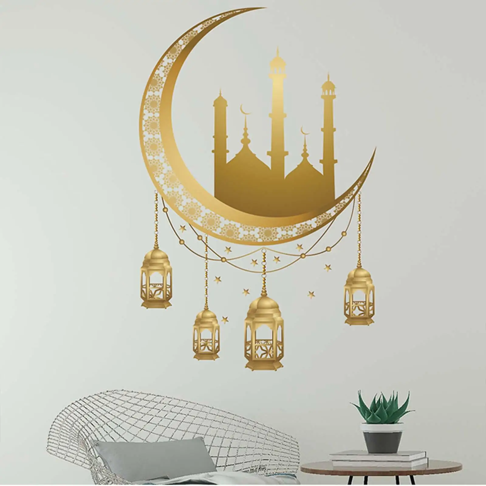 

Ид Мубарак Рамадан Карим стикер на стену лунный фонарь узор наклейки для дома