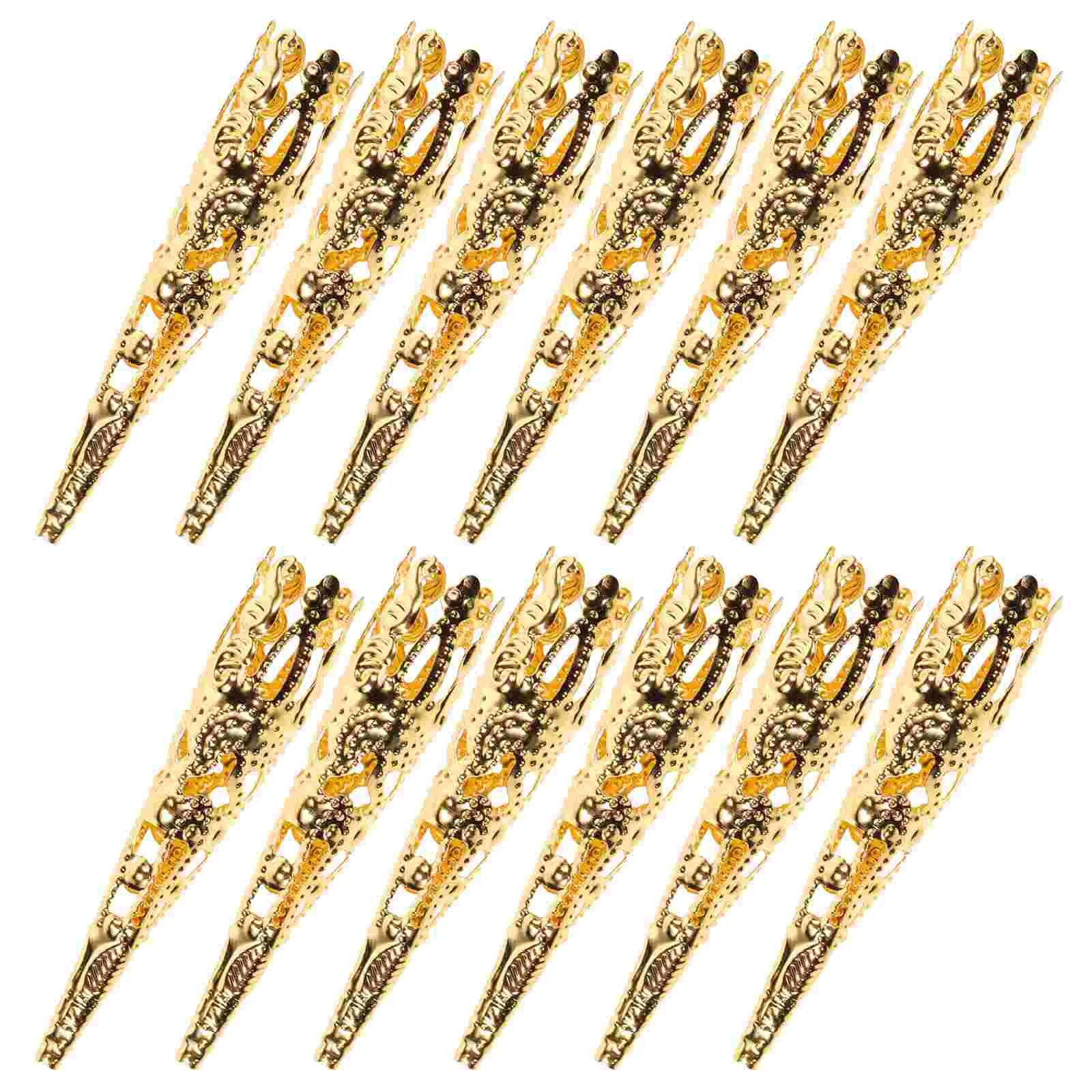 100 PCS Jewelry Filigree Beads Caps Flower Holder 5-petal Iron Cones Long Trumpet