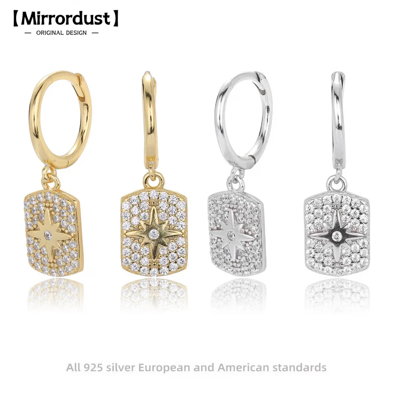 

【Mirrordust】New S925 Sterling Silver Fashion Zircon Eight-Pointed Star Earrings Versatile Boutique Jewelry for Women