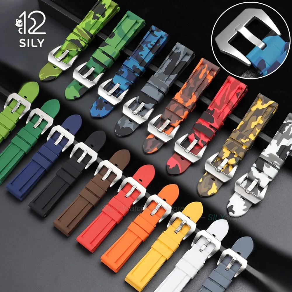 20/22/24/26mm for Panerai for Omega for Seiko Silicone Watch Straps Sport Rubber Watch Band Replacement Waterproof Men Bracelets