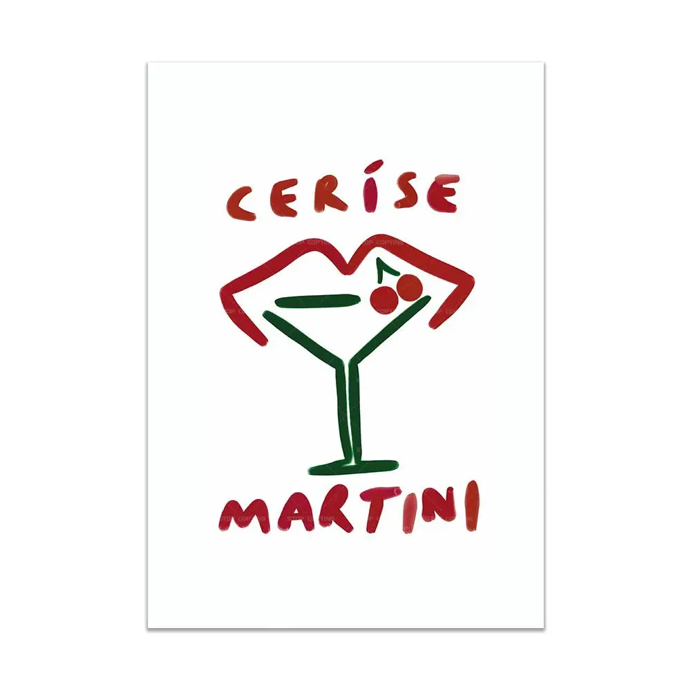 Minimalist Cerise Orange Pornstar Vodka Martini Cocktail Gift Wall Art Canvas Painting Posters For Living Room Home Decor