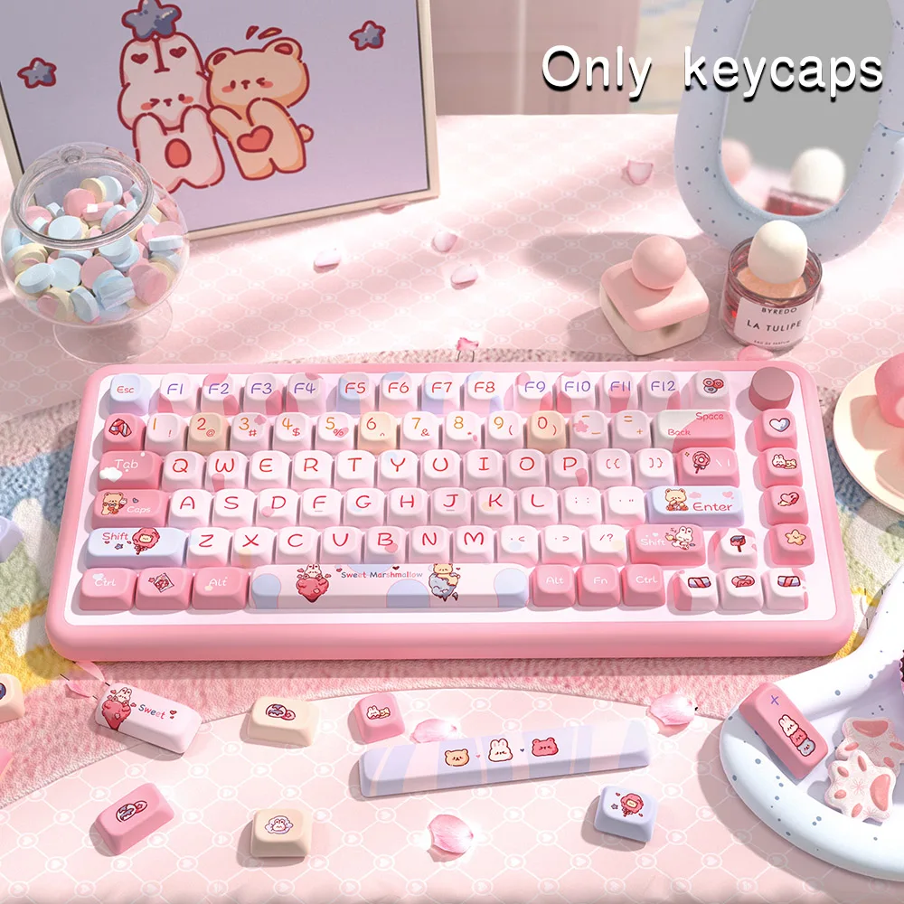 KYOMOT New 158 Keys Marshmallow Keycaps Five-Sided Sub Dye SCA  Profile PBT Keycap for DIY Layout Game Mechanical Keyboard Caps