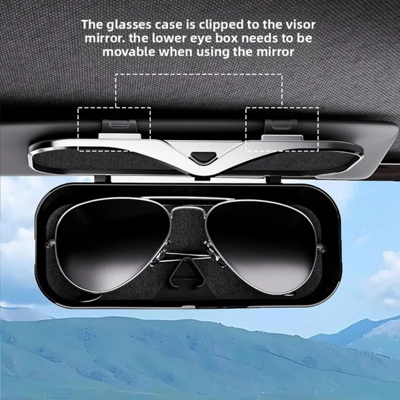 Universal Car Sun Visor Press-Fit Glasses & Sunglasses Case with Magnetic Clip, Velvet Lining – Compact Auto Interior Organizer