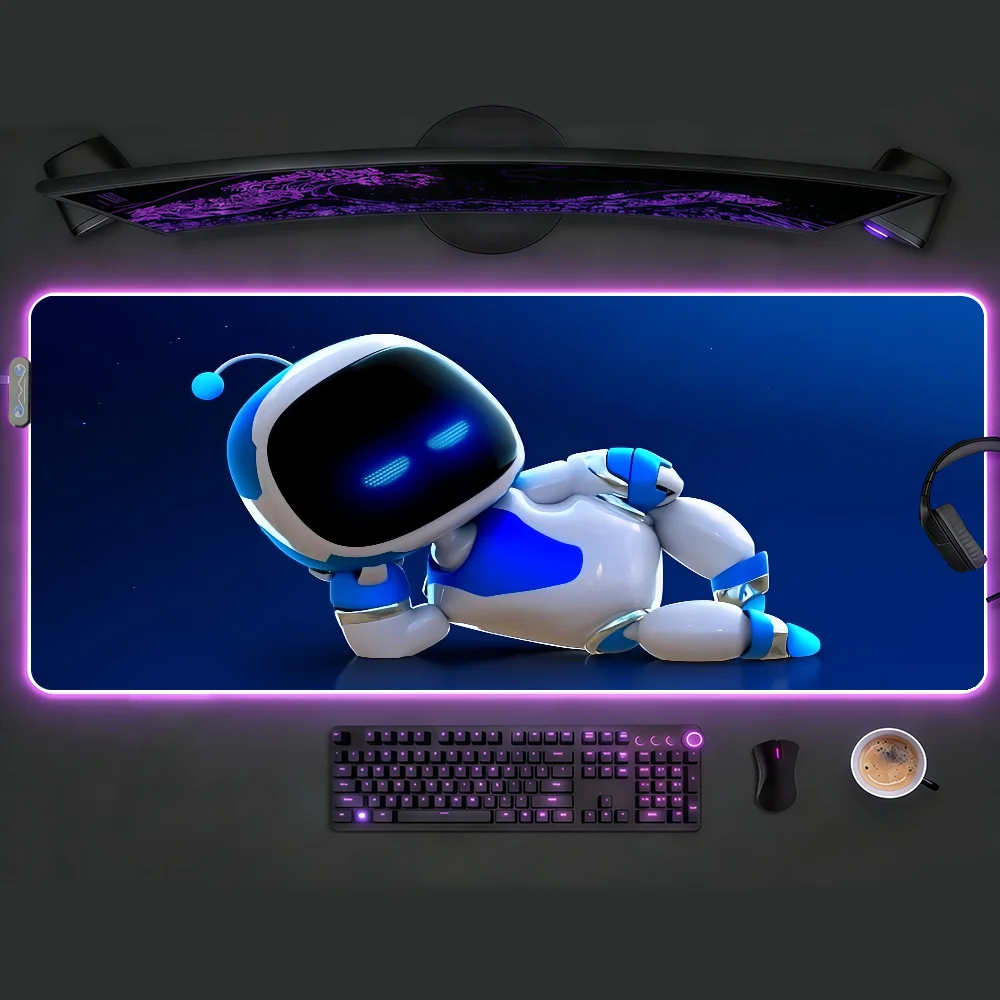 R-Robot-G Cute Mouse Pad RGB LED Light Colorful Game Keyboard Non-slip Cover Desk-mat Surface Waterproof