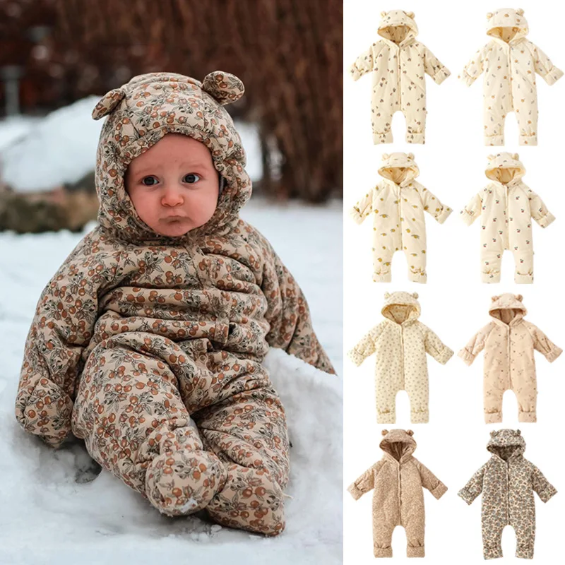 

Jenny&Dave Winter three-layer cotton baby jumpsuit climbing suit with warm and thickened European and American baby cotton coat