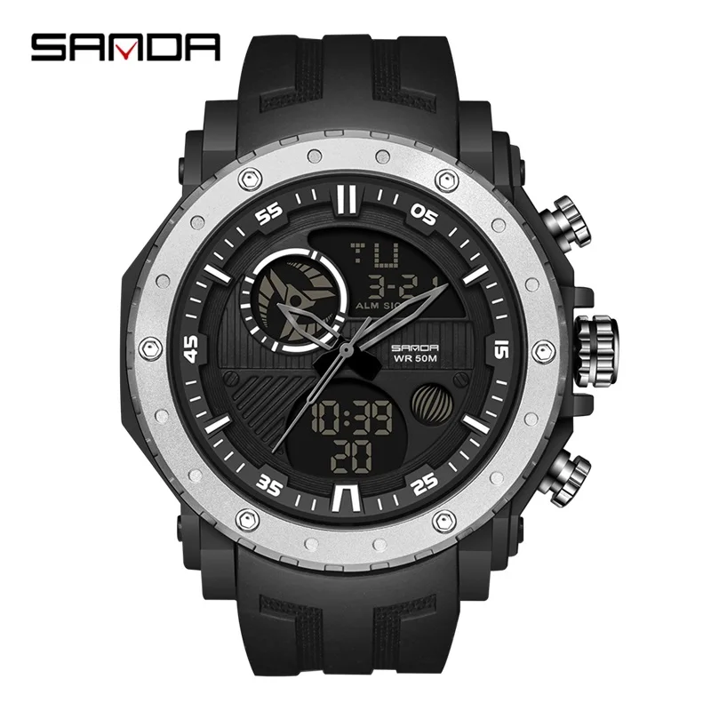 Fashion Sanda Top Brand Relogio Masculino Men Sport S Shock Military Clock Male 50m Waterproof Wristwatch Men\'s Led Quartz Watch