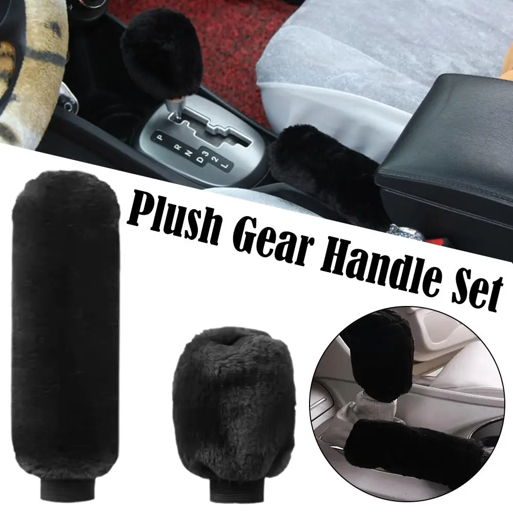 Car Handbrake Grip Covers Gear Shift Cover Handle Plush Winter Shift Interior Car Warm Hand Decor Soft Lever Brake Sleeve V7V7