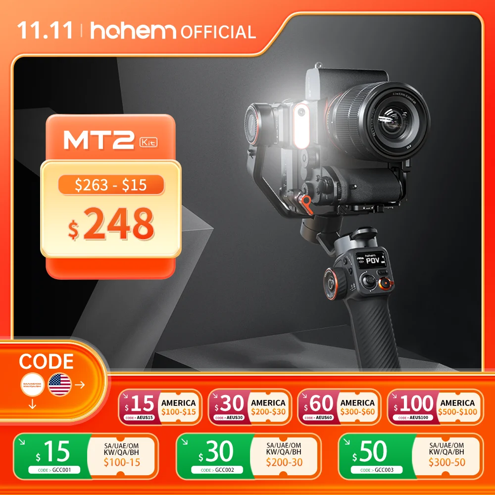 

Комплект Hohem iSteady MT2 для беззеркальной камеры, смартфона Action Camre, стабилизатора для Sony/Nikon/Canon, 3-осевая нагрузка подвеса 1,2 кг