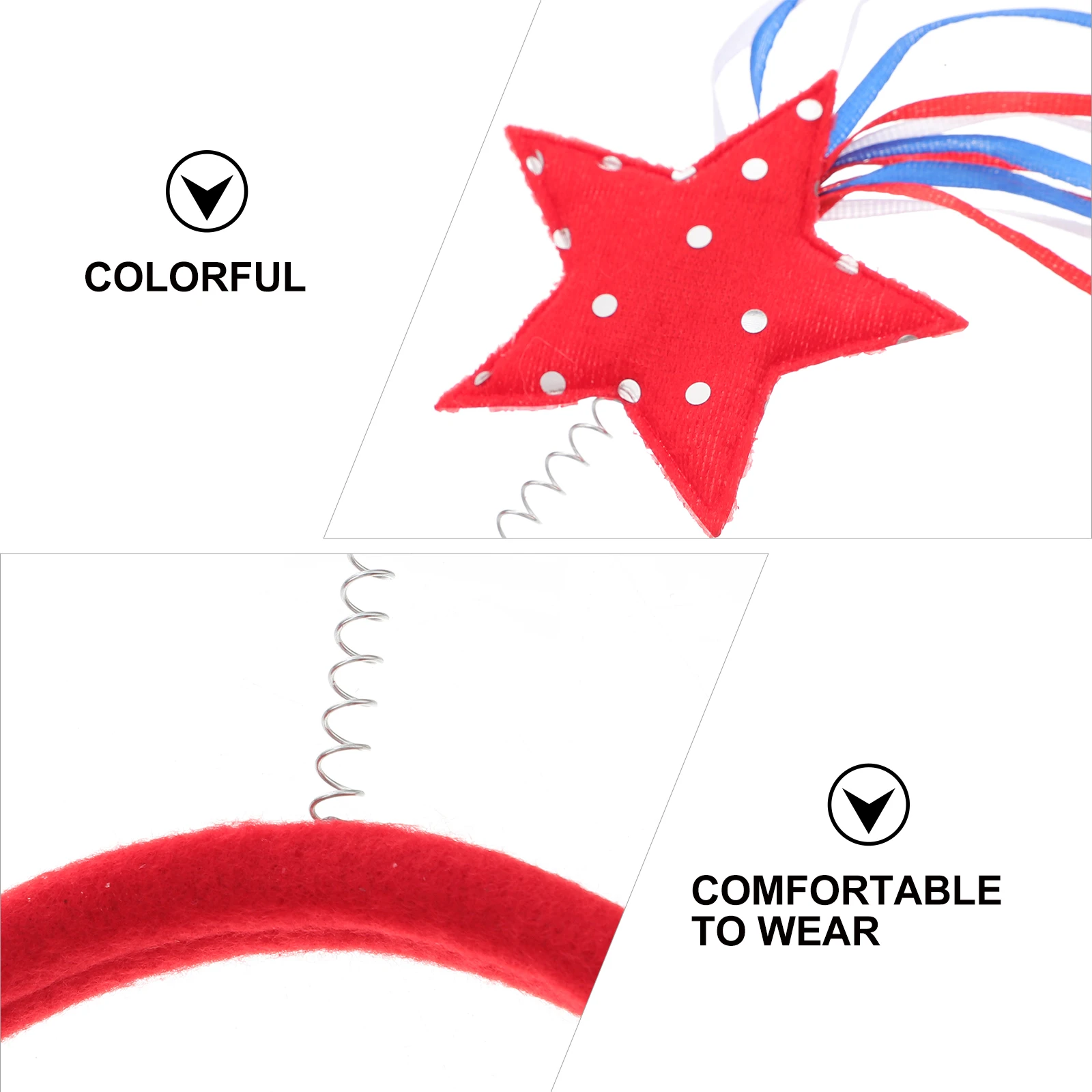

3pcs Star Headbands For Women Colorful Festival Hair Hoops Durable Metal Cloth Independence Day Party Decoration Prop