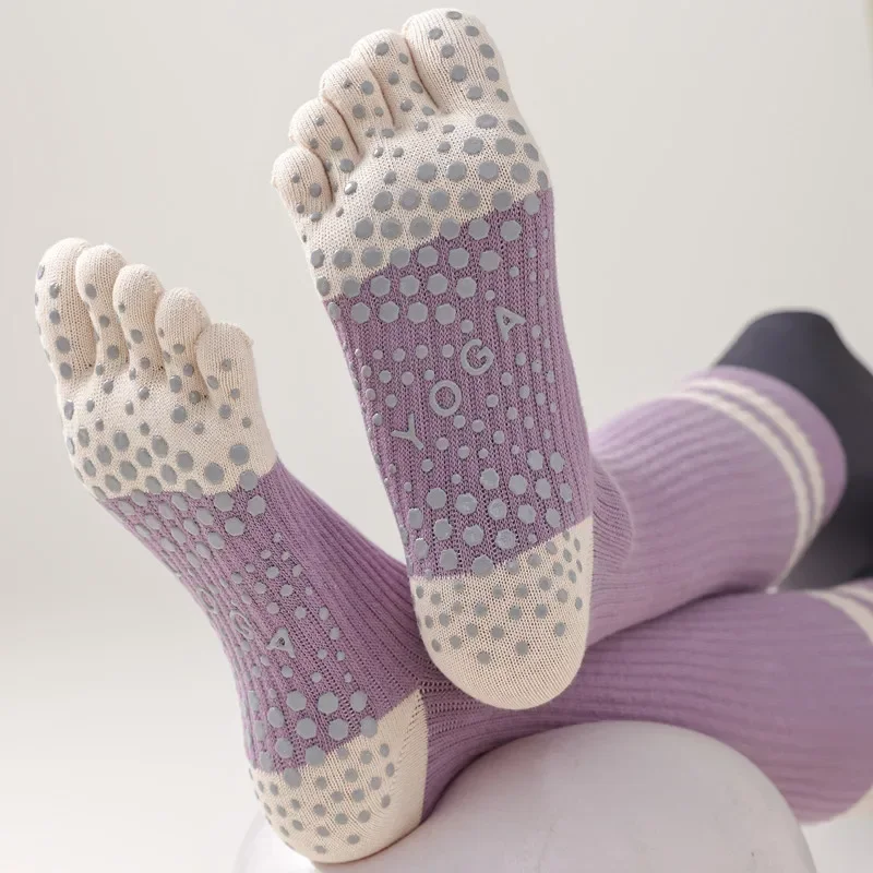 Yoga Socks Women Five-finger Professional Pilates Socks Silicone Non-slip Indoor Workout Gym Fitness Dance Sports Socks Stocking