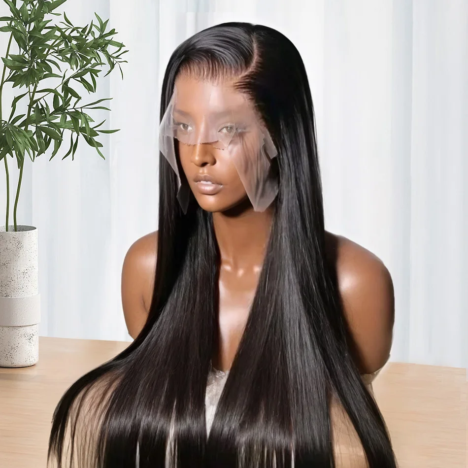 

200 Density HD Transparent Human Hair Wig 30 40 Inch Bone Straight 13x4 Lace Front 13x6 Brazilian Lace Frontal Wigs For Women