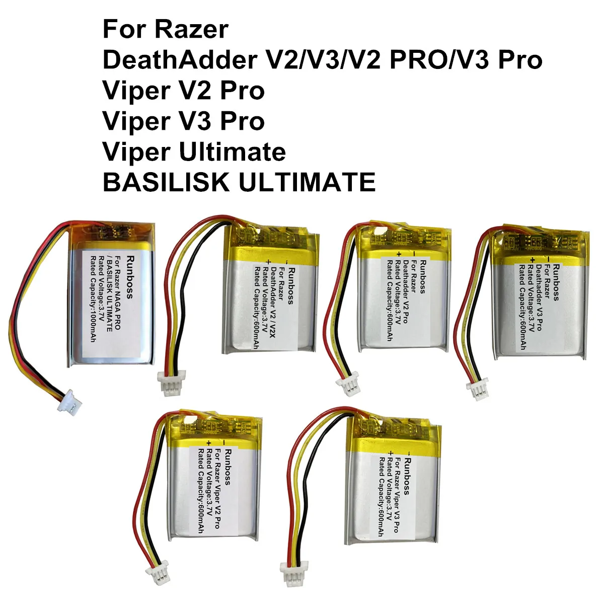 Replacement 600-1000mAh Battery For Razer DeathAdder V2 / Viper V2 Pro/ BASILISK ULTIMATE / V3 Pro Wireless Bluetooth Game Mouse