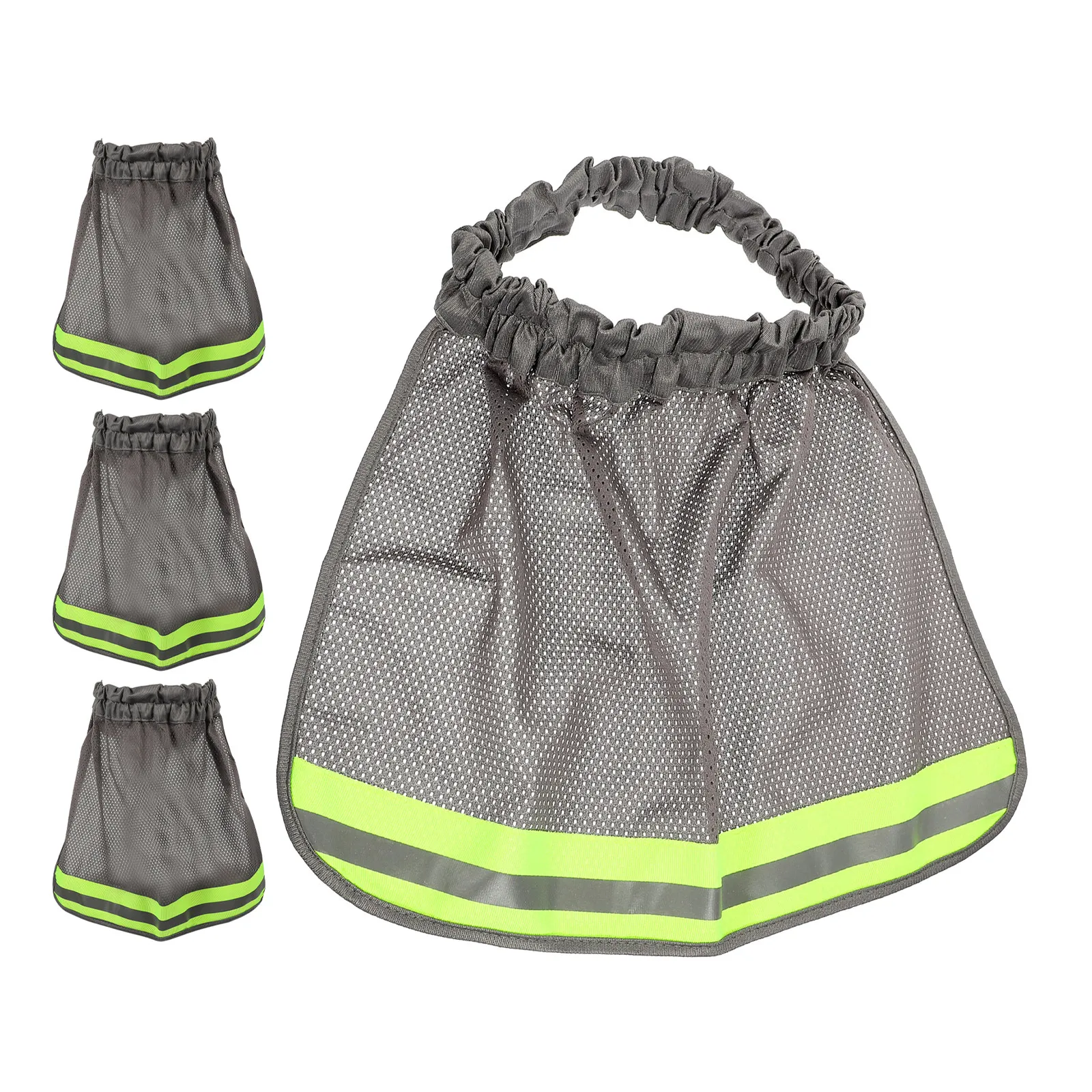 4Pcs Reflective Hard Hat Sun Shade Neck Shield Mesh Visor Breathable Brim Cover Construction Worker Safety Sun Protection