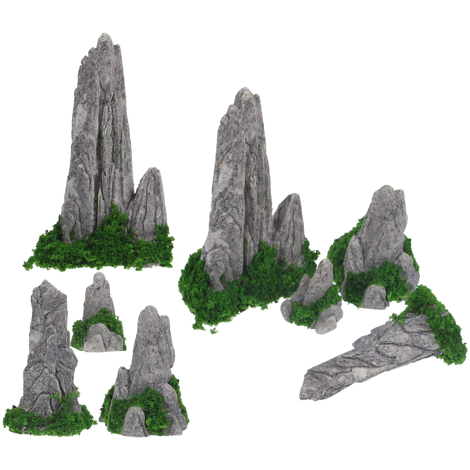 

8 Pcs Simulated Rockery Ornaments Garden Mini Living Room Decor Desktop Accessories Tray Home Bonsai Landscaping Resin